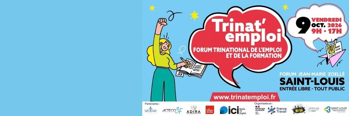 Bannière 1200x400 avec flyer Trinat Emploi